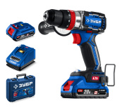 ЗУБР 20 В, 70 Н·м, 2 АКБ LMS (2 А·ч), бесщеточная ударная дрель-шуруповерт, кейс, ПРОФЕССИОНАЛ (DBS-70-22)